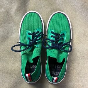 Tommy Hilfiger green slip on shoes with tie great condition only worn once